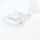 1.5ct Oval Cut Diamond Accent with Solitaire Engagement Ring 14k White Gold Over