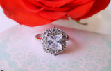 2Ct Princess Cut Diamond Vintage Art Halo Engagement Ring 14K White Gold Finish