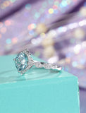 1.3ct Cushion Cut Blue Aquamarine Engagement Ring 14k White Gold Finish Art Deco