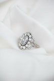 1.85ct Oval Cut Diamond Engagement Ring Iced Halo Cluster 14k White Gold Finish