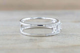 1.5ct Baguette Cut Diamond Wedding Band 14k White Gold Finish Wide Two Row Open