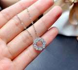 2ct Diamond Pendant Chain Round Cut Brilliant Round Starry 14k White Gold Finish