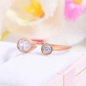 1ct Pear Cut VVS1D Diamond Engagement Ring Bezel Set Open 14k Rose Gold Finish