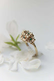 0.5ct Round Cut Green Emerald Engagement Ring Floral Bouquet 14k YellowGold Over