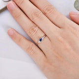 1ct Round Cut Blue Sapphire Engagement Ring Petite Minimalist 14k WhiteGold Over