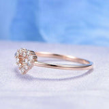 1ct Round Cut Diamond Engagement Ring Heart Shaped Minimalist 14k Rose Gold Over