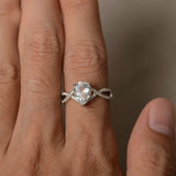 Infinity Solitaire Engagement Ring 1ct Pear Cut Diamond 14k White Gold Finish