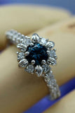 1.5ct Round London Blue Topaz Engagement Ring Diamond Floral 14k White Gold Over