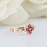 1ct Round Red Garnet Engagement Ring Open Link Shank Floral 14k Rose Gold Finish