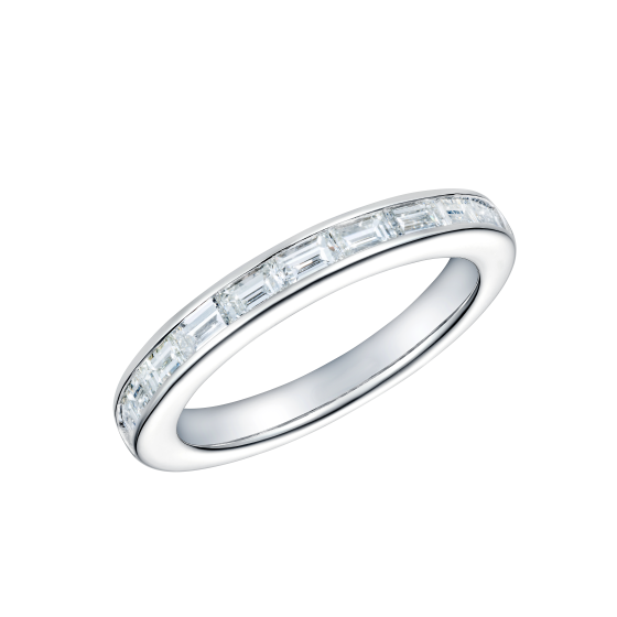 4Ct Baguette Diamond Channel Set Full Eternity Wedding Band 14K White Gold Over