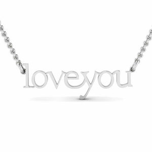 Love You Fancy Pendant Valentines Gift Girlfriend 14k White Gold Finish NO CHAIN