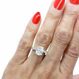 2ct Oval Cut Diamond Engagement Ring Accent with Solitaire 14k White Gold Finish