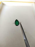 1.2ct Engagement Ring Pear Cut Green Emerald Diamond Accent 14k WhiteGold Finish