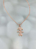 0.7ct Round Cut Diamond Pendant with Chain Girl Kid Design 14k Rose Gold Finish