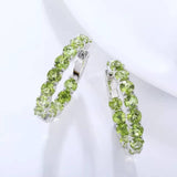 1.5ct Round Simulated Peridot Inside-Out Hoop Earrings 14k White Gold Plated