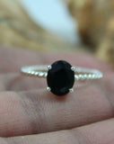 1ct Engagement Ring Oval Black Diamond Braided Solitaire 14k White Gold Finish