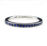 1Ct Round Cut Blue Sapphire Full Eternity Wedding Band 18K White Gold Finish