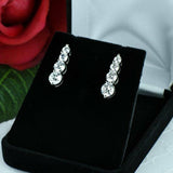 2ct Round Cut Diamond 4 Stone Straight Drop Earrings Women 14k White Gold Finish