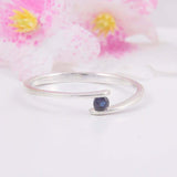 0.2ct Round Cut Blue Sapphire Tension Set Solitaire Ring 14k White Gold Finish