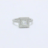 2ct Princess Cut Diamond Engagement Ring Halo Round Accent 14k White Gold Finish