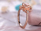 1ct Round Peach Morganite Engagement Ring 14k Rose Gold Finish Stackable Promise