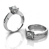 1.3ct Princess Cut Diamond Accent Solitaire Engagement Ring 14k White Gold Over