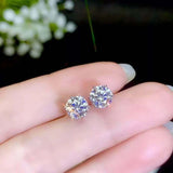 1ct Stud Earrings Round Cut Diamond Solitaire Women 14k White Gold Finish