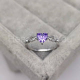 1ct Heart Cut Simulated Amethyst Infinity Engagement Ring 14k White Gold Plated