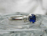 1.7ct Round Cut Blue Sapphire Diamond Trilogy Engagement Ring 14k WhiteGold Over