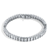 15Ct Emerald Cut Sparkle VVS1/D Diamond Tennis Bracelet 14K White Gold Finish