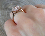 2ct Oval Cut Diamond Engagement Ring 14k White Gold Finish Halo Promise Bridal