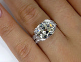 3Ct Elongated Cushion Cut Diamond Vintage Engagement Ring 14K White Gold Finish