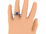 1.5ct Round Blue Sapphire Engagement Ring Vintage Filigree 14k White Gold Finish