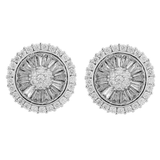 3Ct Baguette Cut VVS1 Diamond Floral Cluster Stud Earrings 18K White Gold Finish