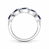 3Ct Oval Cut Blue Sapphire Diamond Halo Women Wedding Band 14K White Gold Finish