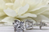 1ct Asscher Cut Simulated Diamond Solitaire Stud Earrings 14k White Gold Plated