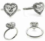 4Ct Heart Cut Diamond Hidden Halo Solitaire Engagement Ring 14K White Gold Over