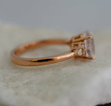 1.1ct Oval Cut VVS1 Diamond Side Accents Engagement Ring 14k Rose Gold Finish