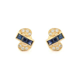 2ct Stud Earrings Princess Cut Blue Sapphire Stylish 14k Yellow Gold Finish