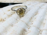 1.23ct Engagement Ring Round Cut Yellow Sapphire Solitaire 14k White Gold Finish