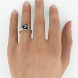 2.3ct Round Cut Black Diamond Floral Women Engagement Ring 14k White Gold Finish