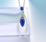 2.6ct Sapphire Pendant Chain Marquise Cut Dangle Cocktail 14k White Gold Finish