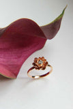 0.25ct Round Cut VVS1D Diamond Engagement Ring Lotus Flower 14k Rose Gold Finish