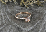 1ct Cushion Cut Peach Morganite Engagement Ring 14k RoseGold Over Rope Solitaire