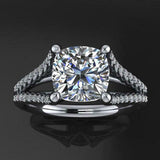 Split Shank Band Engagement Ring 1.7ct Cushion Cut Diamond 14k White Gold Finish