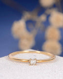 0.3ct Princess Cut Diamond Engagement Ring Dainty Minimalist 14k YellowGold Over