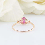 1.2ct Oval Cut Pink Ruby Solitaire Butterfly Accents Ring 14k Yellow Gold Finish