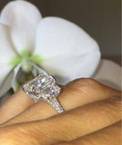 1.9ct Radiant Cut VVS1 Diamond Three Stone Engagement Ring 14k White Gold Finish