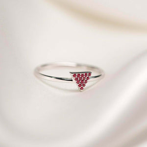 0.6ct Round Cut Ruby Engagement Ring Stackable Minimalist 14k White Gold Finish