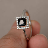 1.3ct Princess Cut Diamond Engagement Ring 14k White Gold Finish Halo Solitaire